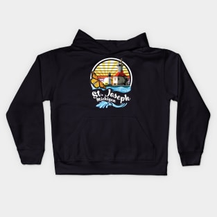 St. Joseph Michigan Lighthouses and Monarch Butterfly Kids Hoodie